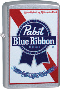 Zippo Pabst Blue Ribbon Street Chrome Windproof Lighter 13424