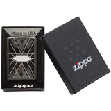 Zippo Lighter Luxury Design Black Ice Chrome Windproof USA 14402
