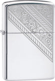 Zippo Lighter Luxury Design High Polish Chrome Windproof USA 14403