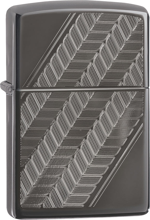 Zippo Lighter Luxury Design Black Ice Chrome Windproof USA 14404