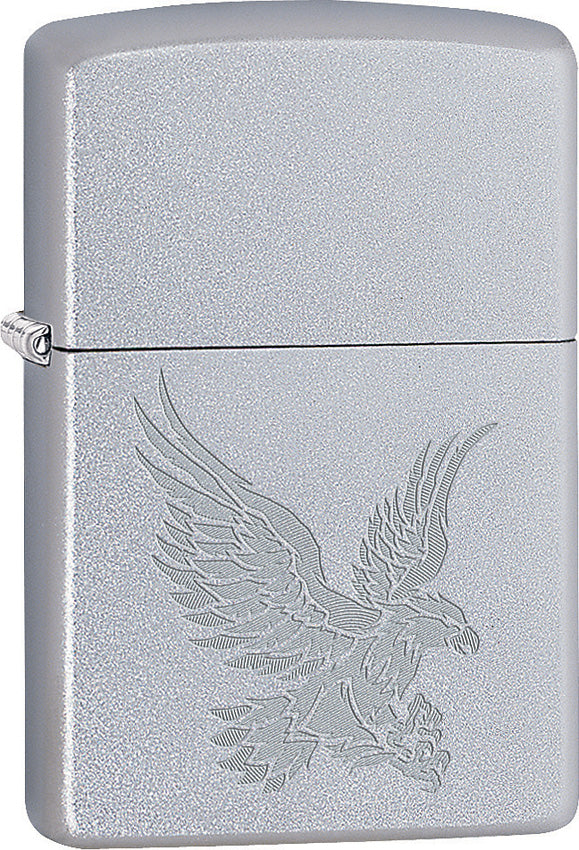 Zippo Lighter Satin Chrome Eagle Design Made In The USA 15247