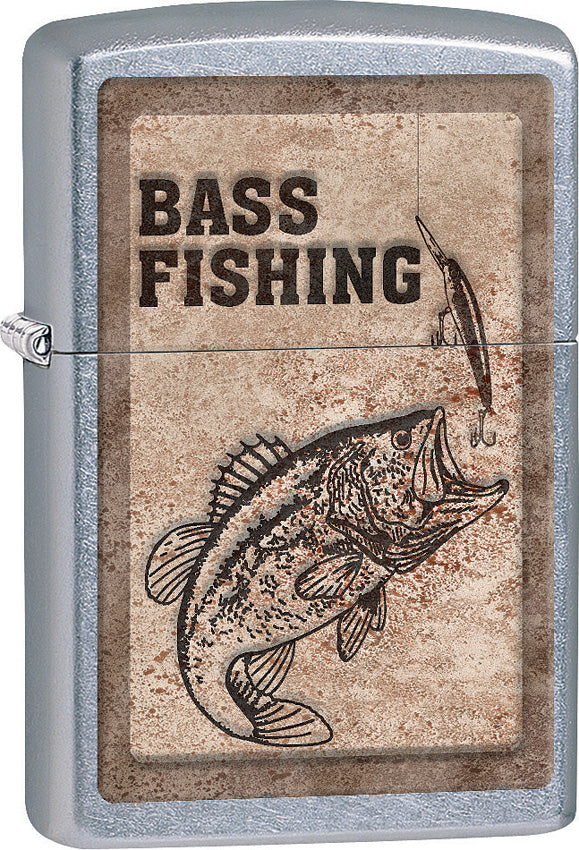 Zippo Lighter Street Chrome Bass Fishing Design Made In The USA 15248
