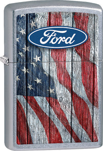 Zippo Lighter Street Chrome Ford Oval Flag Design Made In The USA 15294