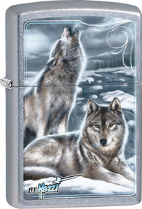 Zippo Lighter Street Chrome Mazzi Winter Wolf Design Made In the USA 15322