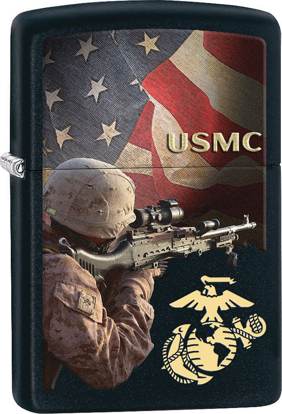 Zippo Lighter Black Matte USMC Sniper Design Made In The USA 15330