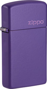 Zippo Slim Purple Logo Lighter 2.25" Boxed Made In The USA 16821