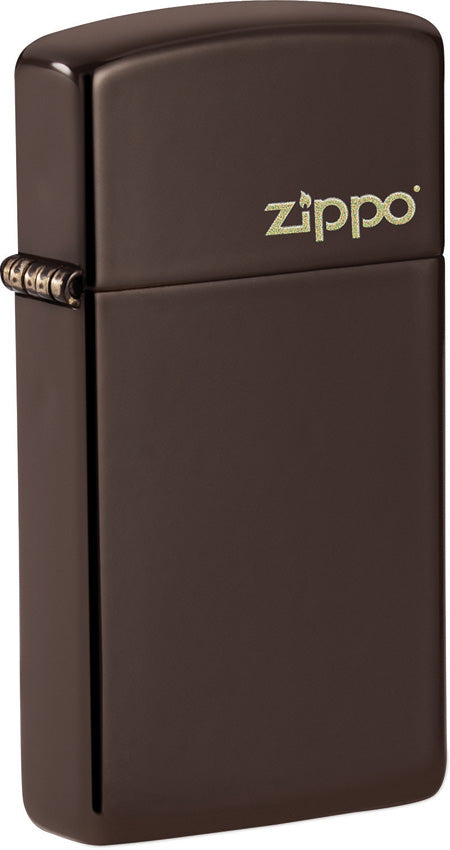 Zippo Slim Zippo Logo Design Brown Steel Colored Windproof Lighter 16823