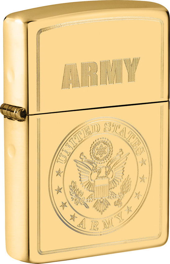 Zippo U.S. Army Lighter High Polish Brass 2.25