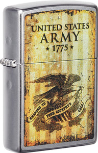 Zippo U.S. Army Lighter Street Chrome 2.25" Made In The USA 17315