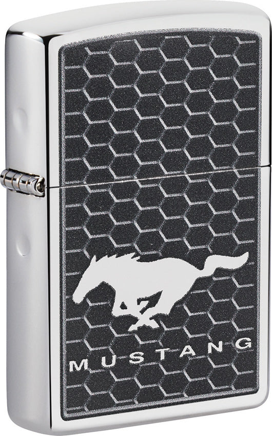 Zippo Ford Mustang Lighter High Polish Chrome Boxed Made In USA 17353