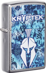 Zippo Kryptek Lighter Street Chrome Blue Boxed Made In USA 17372