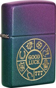 Zippo Lucky Symbols Lighter 2.25" Iridescent Colored Made In USA 19864