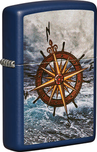 Zippo Compass Design Lighter Navy Matte 2.25" Boxed Made In USA 19870