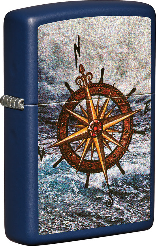 Zippo Compass Design Lighter Navy Matte 2.25