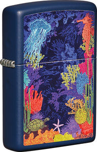 Zippo Sea Life Design Navy Matte 2.25" Pocket Lighter Windproof 19871