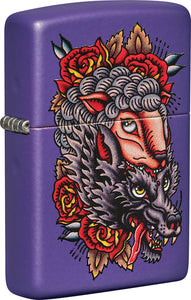 Zippo Wolf Lighter Purple 2.25" Boxed Made In The USA 19877