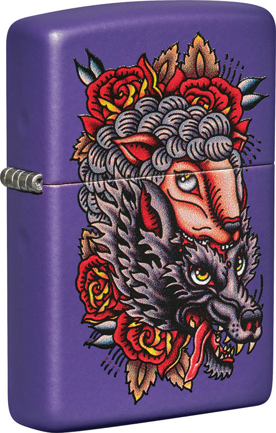 Zippo Wolf Lighter Purple 2.25