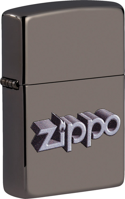 Zippo Logo Design Black Ice Windproof Lighter 19880