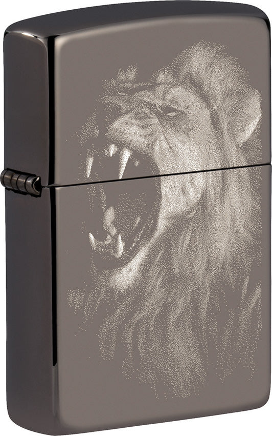 Zippo Fierce Lion Design Black Ice Windproof Lighter 19929
