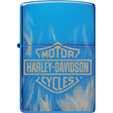 Zippo Harley Davidson Fire Design Blue/White High Polished Water Resistant Lighter 20105