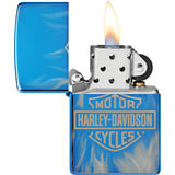 Zippo Harley Davidson Fire Design Blue/White High Polished Water Resistant Lighter 20105