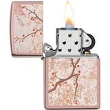 Zippo Cherry Blossom Design High Polish Rose Waterproof Lighter 21603