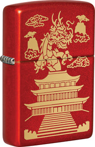 Zippo Eastern Dragon Design Red Street Chrome Waterproof Lighter 21703