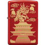 Zippo Eastern Dragon Design Red Street Chrome Waterproof Lighter 21703