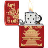 Zippo Eastern Dragon Design Red Street Chrome Waterproof Lighter 21703