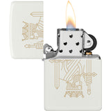 Zippo King Queen Design White Matte Windproof Lighter 23692