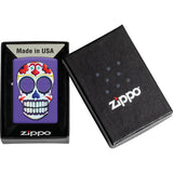 Zippo Sugar Skull Design Purple Matte Pocket Lighter Windproof 23698