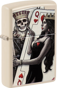 Zippo Skull King Queen Design Cream Matte 2.25" Pocket Lighter Windproof 23705