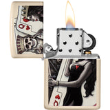 Zippo Skull King Queen Design Cream Matte 2.25" Pocket Lighter Windproof 23705