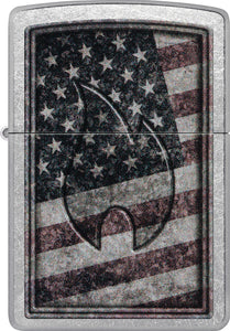 Zippo Americana Flag Design Flame Street Chrome Windproof Lighter 23776