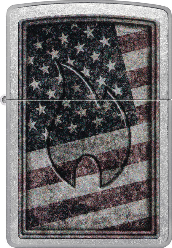Zippo Americana Flag Design Flame Street Chrome Windproof Lighter 23776