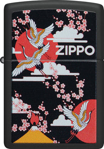 Zippo Crane Design Black Matte Windproof Lighter 23777