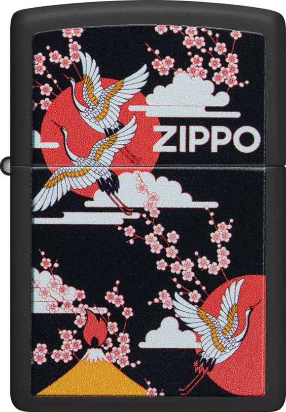 Zippo Crane Design Black Matte Windproof Lighter 23777