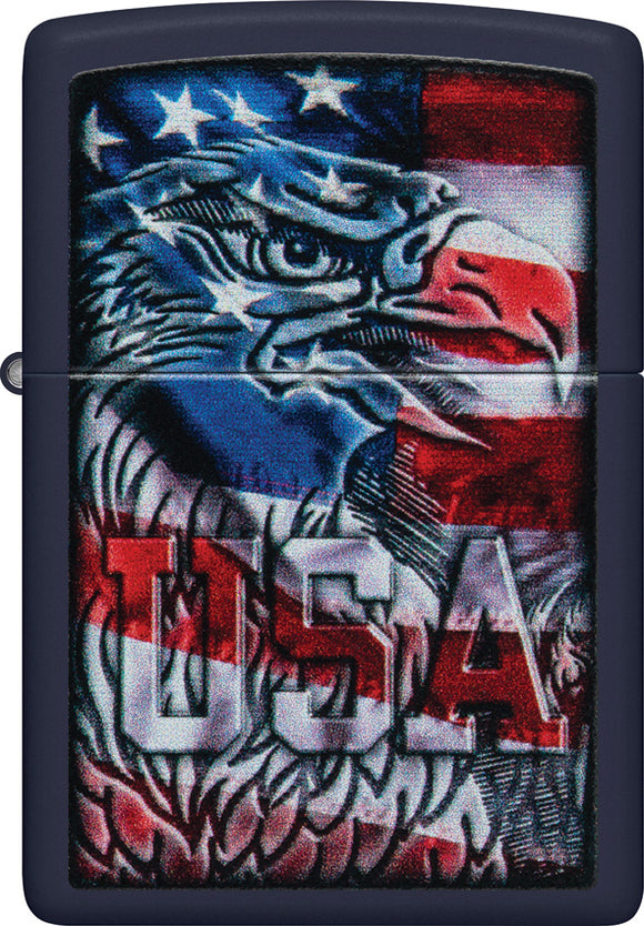 Zippo Eagle Flag Design Navy Matte Windproof Lighter 23780