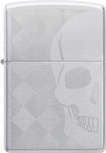 Zippo Skull Design Satin Chrome Windproof Lighter 23787