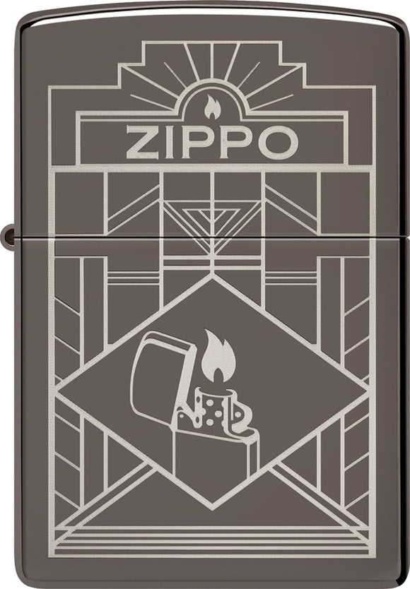 Zippo Brand Name Design Black Ice Windproof Lighter 23797