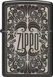 Zippo Brand Name Design High Polish Black Ice Windproof Lighter 23798