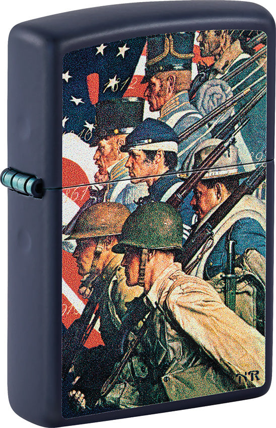 Zippo Norman Rockwell Design Navy Blue Matte Windproof Pocket Lighter 24532