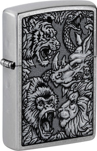 Zippo Jungle Design Street Chrome Water Resistant Lighter 53185