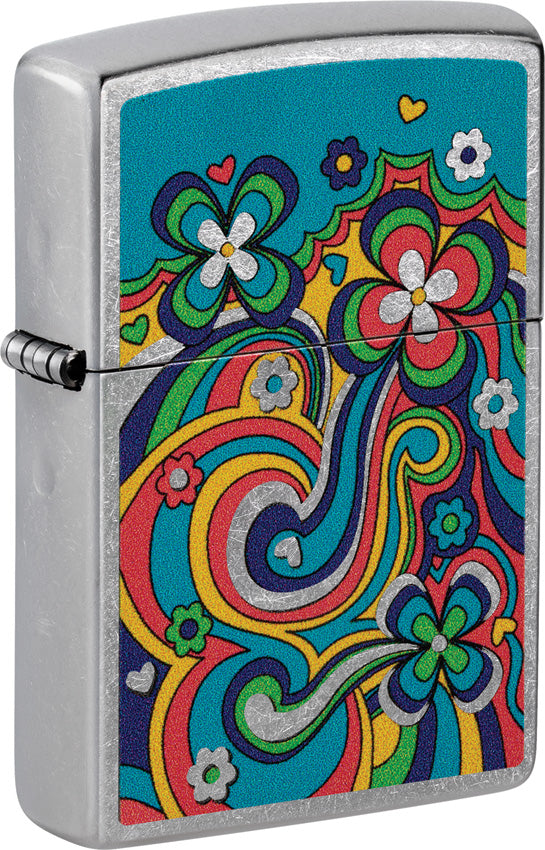 Zippo Flower Power Design Street Chrome Windproof Lighter 53205