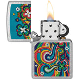 Zippo Flower Power Design Street Chrome Windproof Lighter 53205