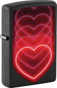 Zippo Hearts Design Black/Red Matte Water Resistant Lighter 53219