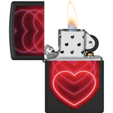 Zippo Hearts Design Black/Red Matte Water Resistant Lighter 53219