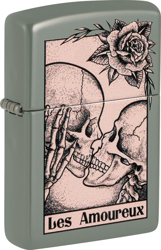 Zippo Death Kiss Skull Design Green Matte Windproof Lighter 53220