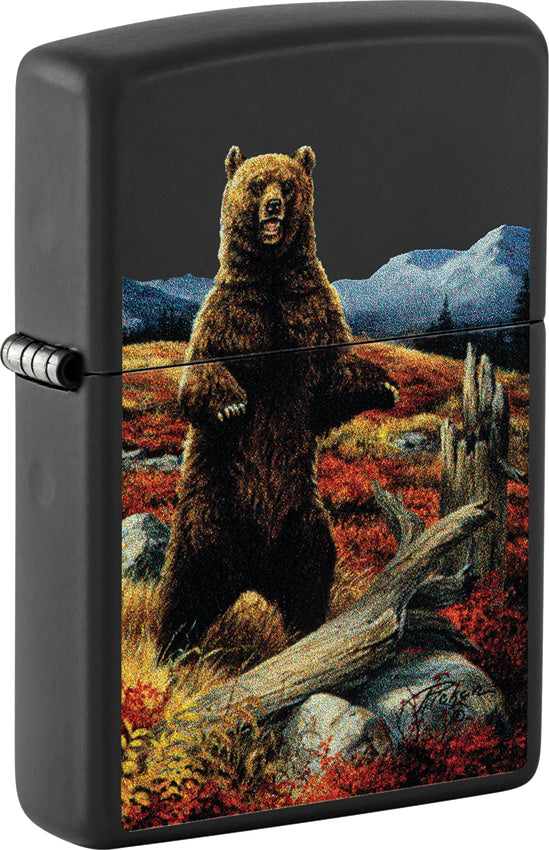 Zippo Linda Picken Bear Design Black/Brown Matte Water Resistant Lighter 53225