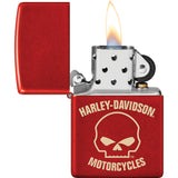 Zippo Harley Davidson Motorcycles Skull Design Red Matte Water Resistant Lighter 53232